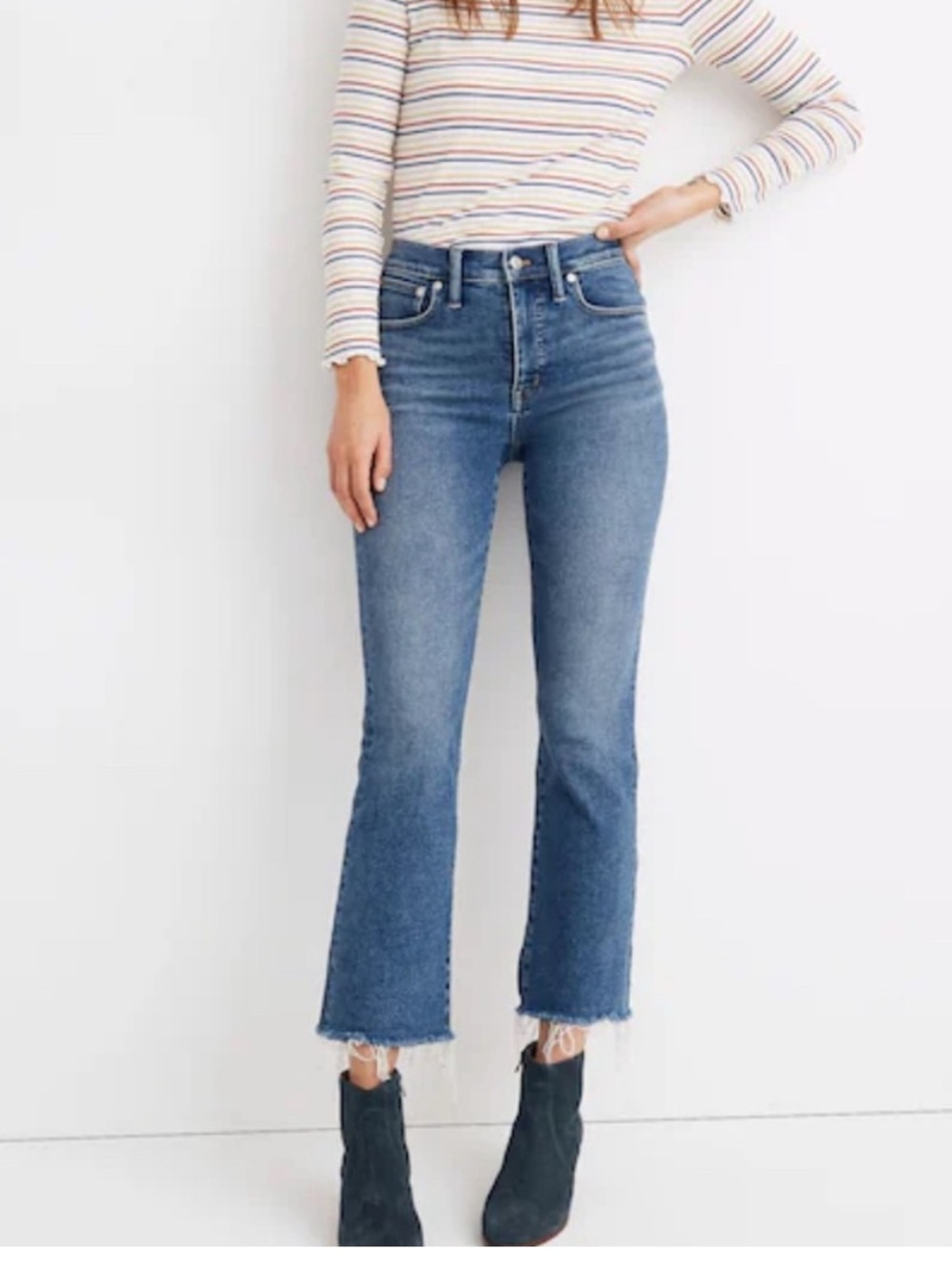 Madewell Cropped Demi-Boot Jeans in Medium Blue